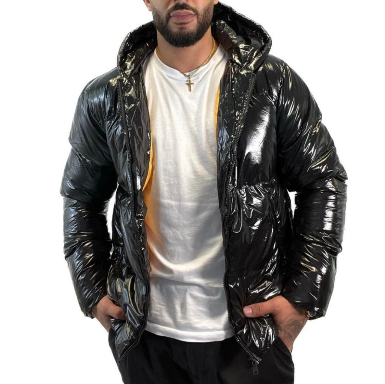 Men’s Puffer Jacket shiny wet look Menswear Coats