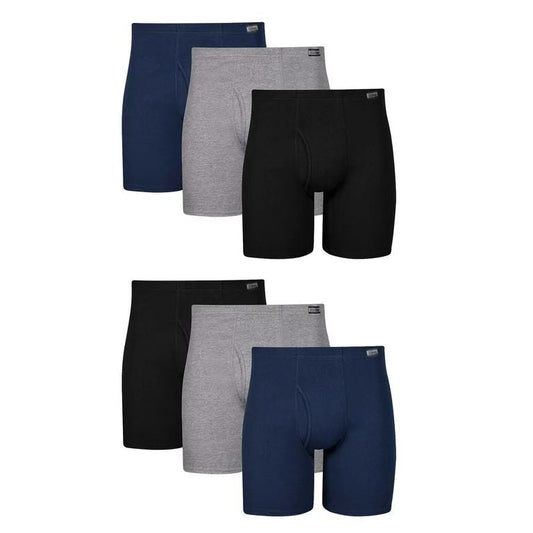 6 Pieces - Men's Value Pack Covered Waistband Boxer Briefs Pack Underwear Cotton Soft