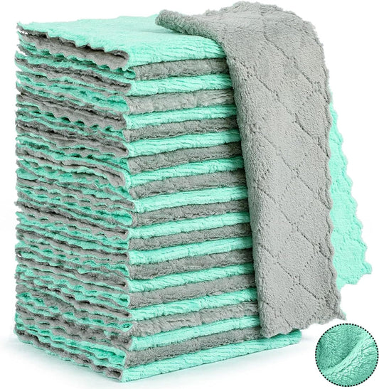 24 Pack Microfiber Kitchen Towels, Dish cloths, cleaning rags, kitchen cleaning towels, Ultra Soft Absorbent for cleaning dishwashing, glass polishing, kitchen,Bath,Lint-free,Reusable microfiber cloth