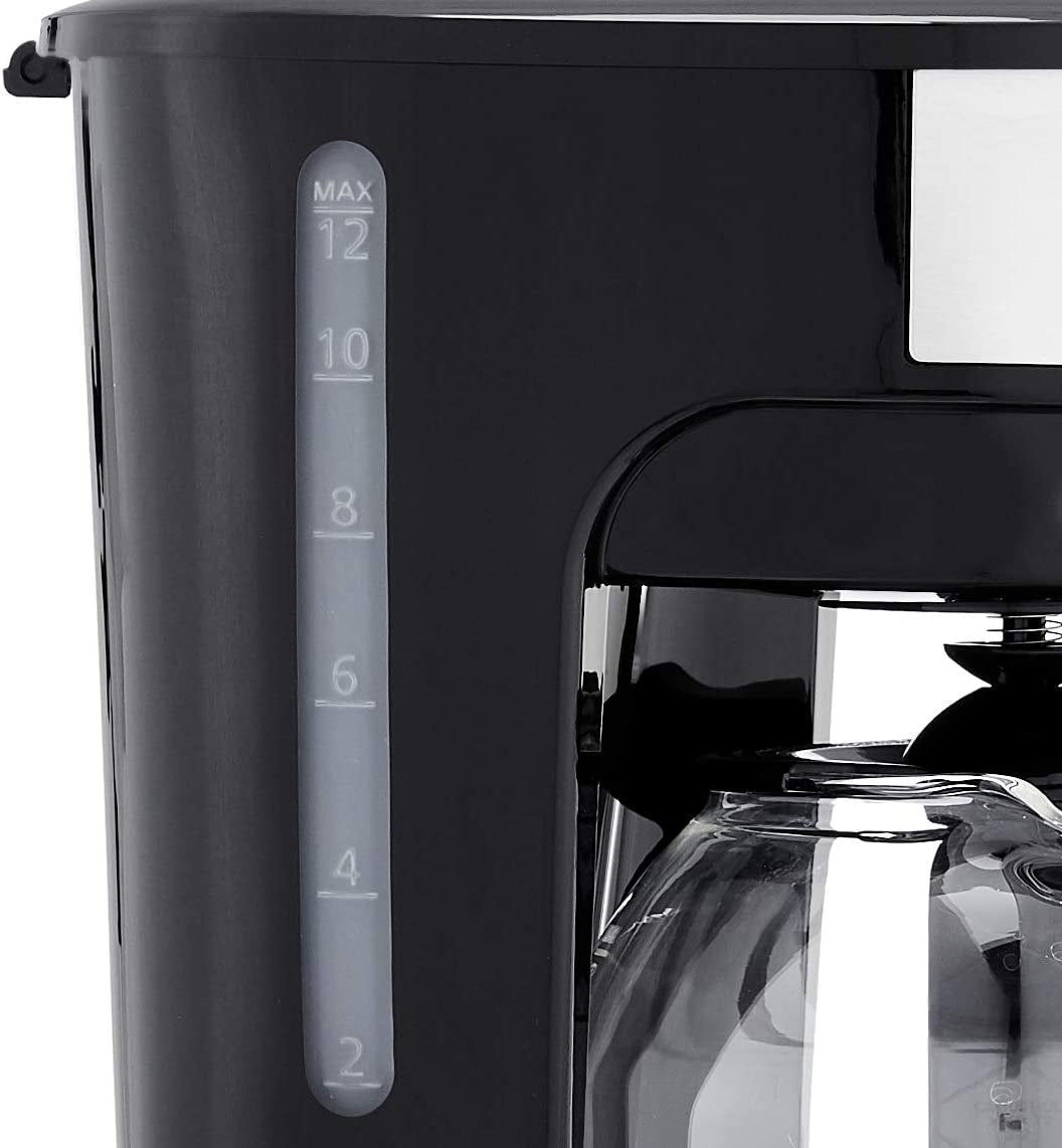 12 Cup Coffee Maker with Reusable Filter, Black & Stainless Steel