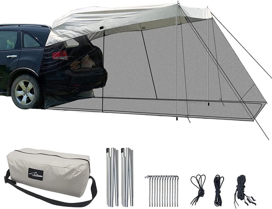 Car Awning Sun Shelter Tents Camping Truck Canopy, Portable SUV Tent Rooftop with Mosquito Net, Universal Tailgate Tent Outdoor for MPV, Trucks, Hatchbacks and Cars 118”X78.74”X78.74”